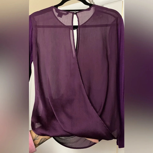 Armani Exchange Purple Crossover Blouse Long Sleeve Top Size SP - Picture 2 of 12
